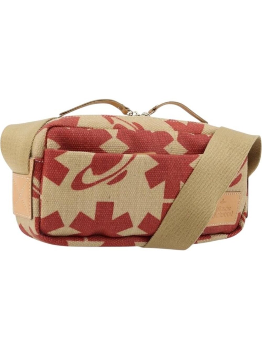 Vivienne Westwood Shoulder Bag Canvas Beige Silver